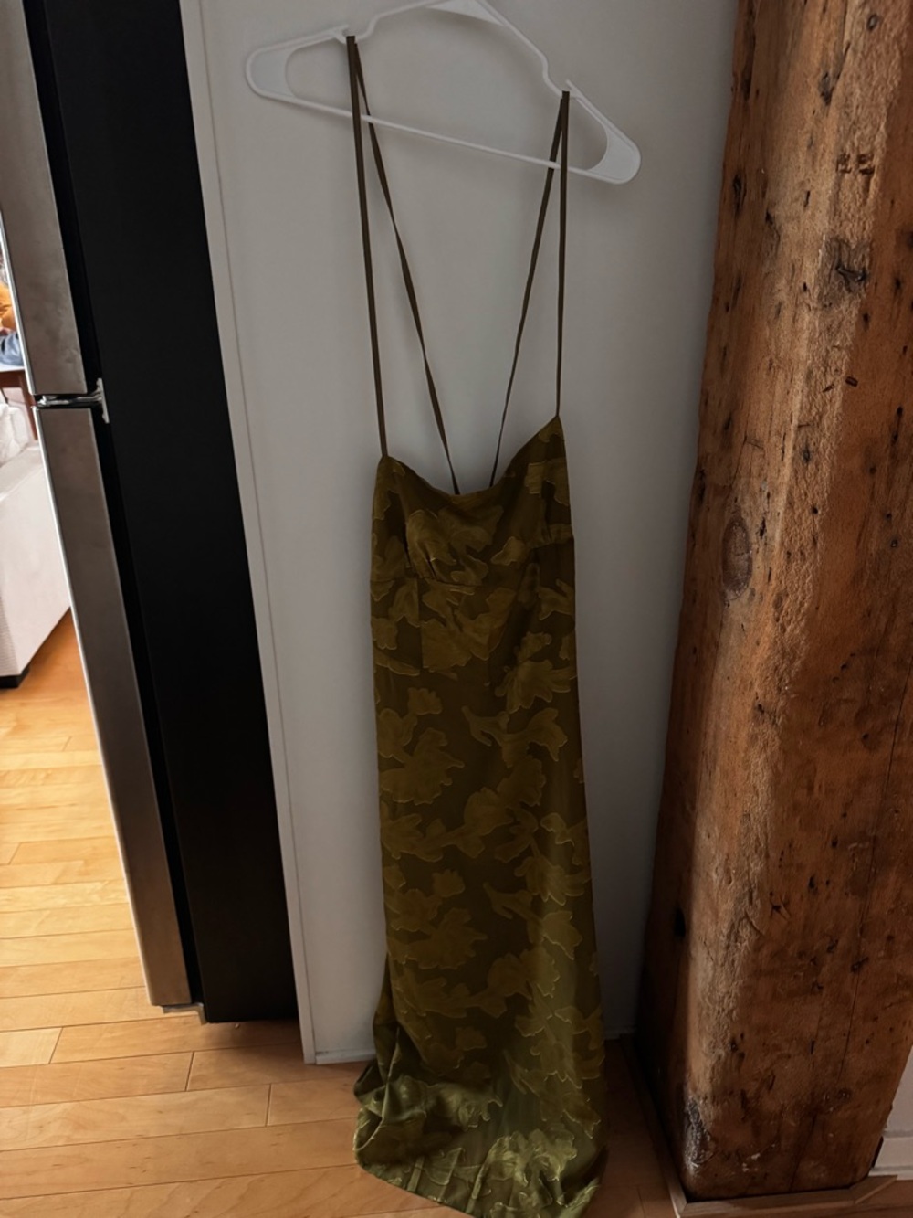 Olive Green Floral Slip Midi Dress - Picture 3 of 3